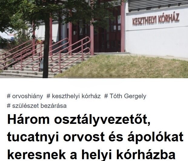 Mindenki figyeljen: így keresnek orvosokat és ápolókat a keszthelyi kórházba