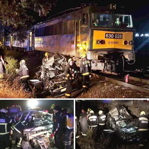 🚨 Nightmare at Vecsés: InterCity train crushed a stolen car — dramatic rescue unfolded right on the tracks!