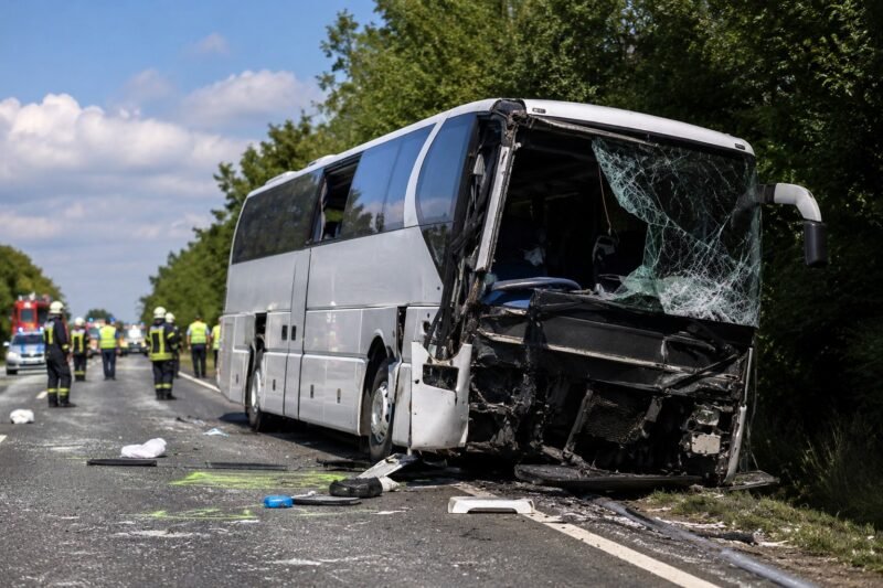 🚨 Tragikus buszbaleset: több sérült, köztük gyermekek – a sofőr életét vesztette